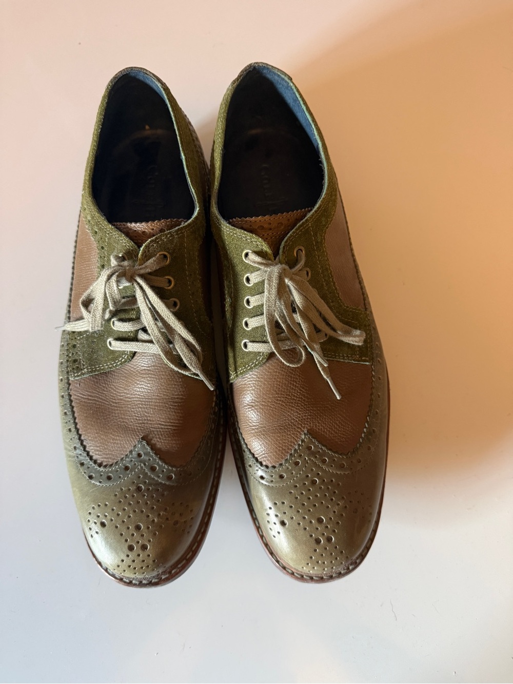 Cole Haan Two-Tone Olive & Brown Wingtip Oxfords